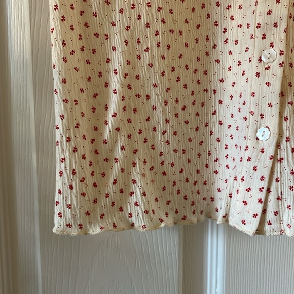 FRNCH Paris cottagecore ditsy print v neck button up blouse tee jersey - Picture 2 of 7